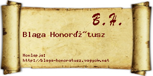 Blaga Honorátusz névjegykártya